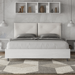 Letto matrimoniale con rete 160x200 bianco frassino cuscini similpelle bianco Egos Appia