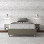 Letto matrimoniale francese senza rete imbottito 140x200 similpelle cappuccino Azelia