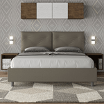 Letto matrimoniale con rete imbottito 160x200 similpelle cappuccino Appia