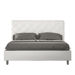 Letto matrimoniale con rete imbottito 160x200 similpelle bianco Priya