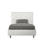 Letto una piazza e mezza con rete imbottito 120x190 similpelle bianco Priya