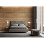 Letto matrimoniale contenitore imbottito 160x200 similpelle cappuccino Priya