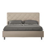 Letto matrimoniale con rete imbottito 160x200 similpelle tortora Priya