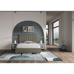 Letto una piazza e mezza con rete imbottito 120x210 similpelle cappuccino Agueda