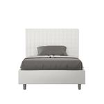 Letto una piazza e mezza con rete imbottito 120x210 similpelle bianco Sunny