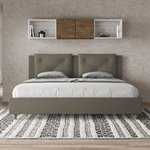 Letto matrimoniale king size senza rete imbottito 200x210 similpelle cappuccino Appia