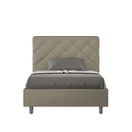 Letto matrimoniale francese con rete imbottito 140x200 similpelle cappuccino Priya