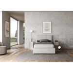 Letto una piazza e mezza con rete imbottito 120x210 similpelle bianco Mika