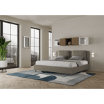 Letto matrimoniale king size con rete imbottito 200x200 similpelle cappuccino Antea