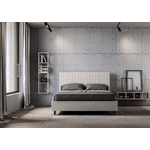 Letto matrimoniale con rete imbottito 160x200 similpelle bianco Sunny