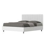 Letto matrimoniale senza rete 160x200 bianco frassino testata similpelle bianco Kaia