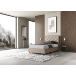 Letto una piazza e mezza con rete imbottito 120x200 similpelle tortora Priya