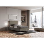 Letto una piazza e mezza contenitore imbottito 120x200 similpelle cappuccino Focus