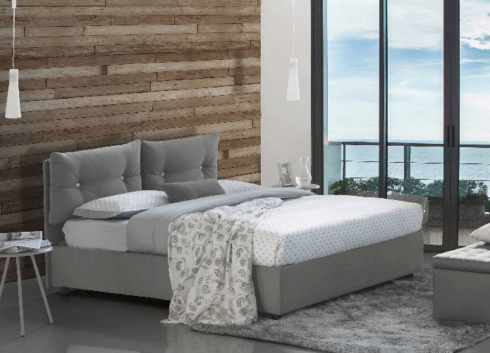 Talamo Italia Letto singolo Daais, Letto contenitore con rivestimento in tessuto
