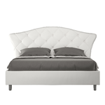 Letto matrimoniale con rete imbottito 160x190 similpelle bianco Langre