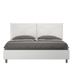 Letto matrimoniale senza rete 160x200 bianco frassino cuscini similpelle bianco Egos Appia