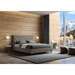 Letto matrimoniale senza rete imbottito 160x200 similpelle cappuccino Priya