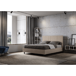 Letto matrimoniale con rete imbottito 160x200 similpelle tortora Sunny