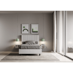 Letto una piazza e mezza con rete imbottito 120x190 similpelle bianco Goya