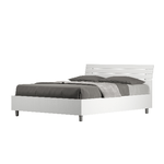 Letto matrimoniale francese con rete 140x200 testata inclinata con doghe bianco frassino Ankel