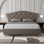 Letto matrimoniale con rete imbottito 160x210 similpelle cappuccino Langre