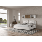 Letto matrimoniale king size con rete imbottito 180x200 similpelle bianco Appia