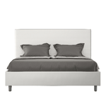 Letto matrimoniale con rete imbottito 160x200 similpelle bianco Focus