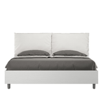 Letto matrimoniale senza rete 160x190 bianco frassino cuscini similpelle bianco Egos Antea