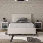 Letto una piazza e mezza contenitore imbottito 120x190 similpelle bianco Adele