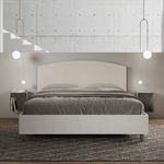 Letto matrimoniale con rete 160x200 bianco frassino testata similpelle tortora Antilia