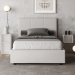 Letto una piazza e mezza contenitore imbottito 120x200 similpelle bianco Mika