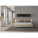 Letto matrimoniale king size con rete imbottito 200x200 similpelle tortora Adele