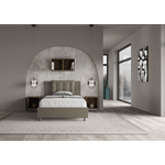 Letto una piazza e mezza contenitore imbottito 120x210 similpelle cappuccino Annalisa