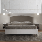 Letto matrimoniale senza rete 160x200 bianco frassino testata similpelle cappuccino Antilia