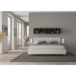 Letto matrimoniale king size con rete imbottito 180x210 similpelle bianco Adele