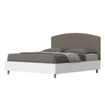 Letto matrimoniale senza rete 160x190 bianco frassino testata similpelle cappuccino Antilia