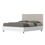 Letto matrimoniale con rete 160x200 bianco frassino testata similpelle tortora Level