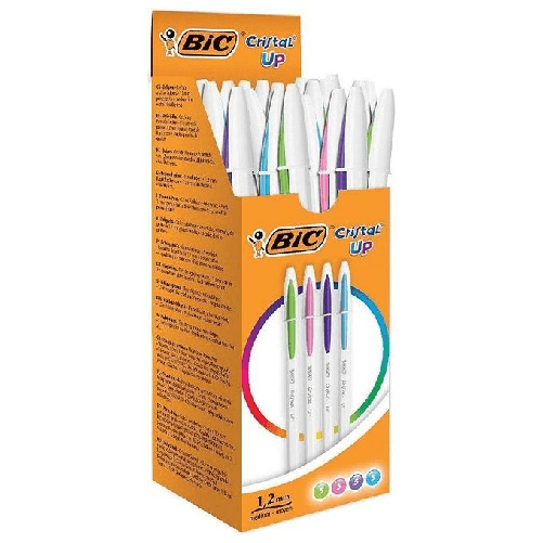 BIC-Cristal-Up-Blu-Verde-Rosa-Viola-Penna-a-sfera-retrattile-a-clip-Medio-20-pz