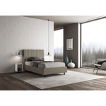 Letto una piazza e mezza con rete imbottito 120x190 similpelle cappuccino Sunny