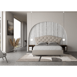 Letto matrimoniale con rete imbottito 160x200 similpelle tortora Langre