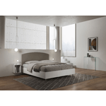 Letto matrimoniale con rete 160x200 bianco frassino testata similpelle cappuccino Antilia