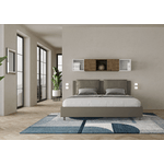 Letto matrimoniale king size con rete imbottito 180x200 similpelle cappuccino Antea