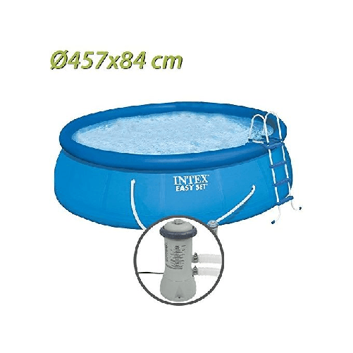 Intex-28158NP-Piscina-Fuori-Terra-Easy-Set-Rotonda-Pompa-Filtro-2006-L-h-9729-L-PVC-Azzurro-457x84-cm-457x84-cm-Con-Pompa-Filtro