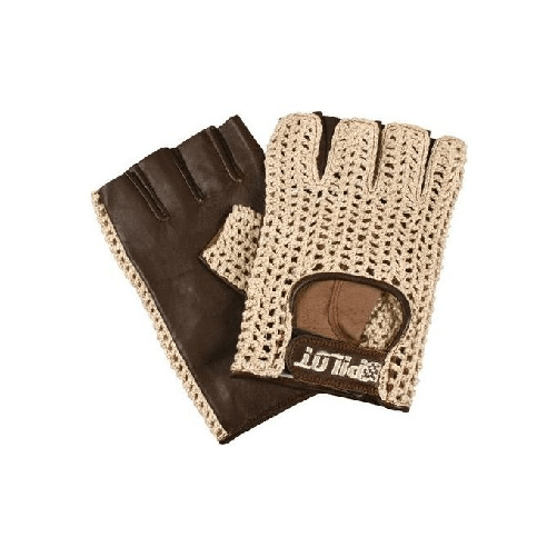 Pilot-1, guanti guida mezze dita - L - Marrone