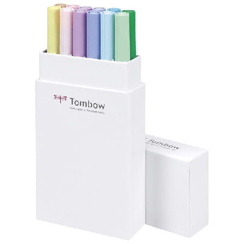 Tombow-ABT-12P-2-marcatore-Fine-Blu-Verde-Grigio-Azzurro-Verde-chiaro-Menta-Rosa-Viola-Giallo-12-pz