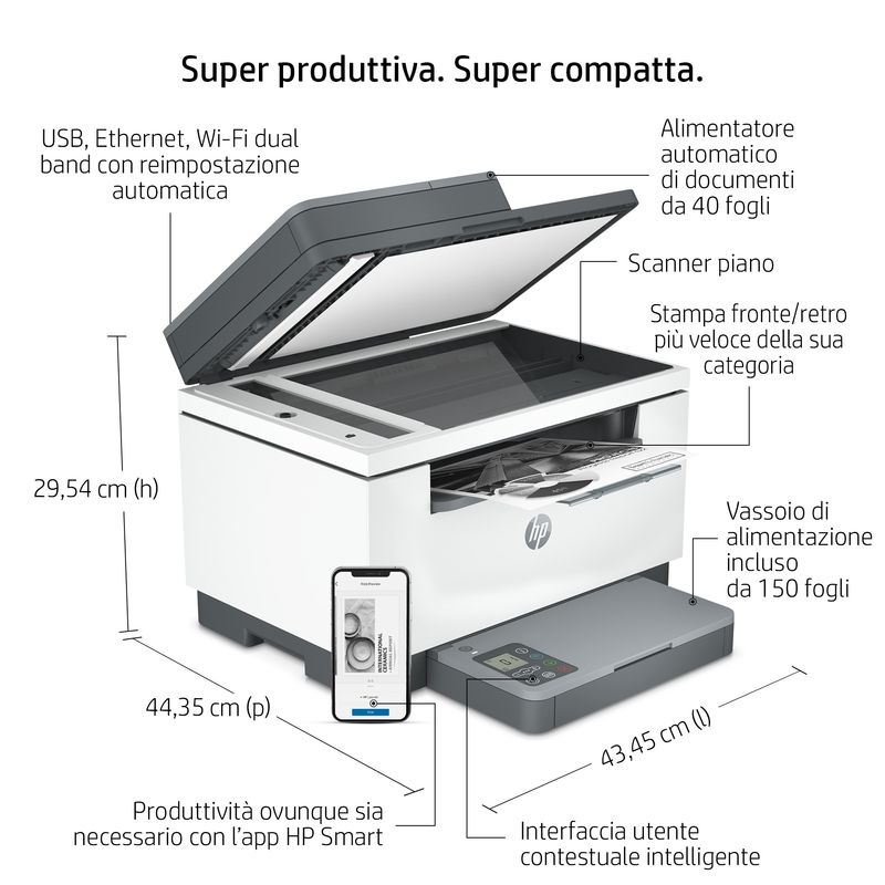 HP-LaserJet-Stampante-multifunzione-M234sdw-Bianco-e-nero-Stampante-per-Piccoli-uffici-Stampa-copia-scansione-Stampa-fronte-retro--Scansione-verso-e-mail--Scansione-su-PDF