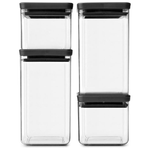 Brabantia Tasty+ recipiente Quadrato Plastica Nero, Trasparente