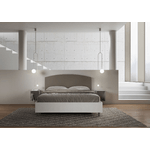 Letto matrimoniale con rete 160x190 bianco frassino testata similpelle cappuccino Antilia