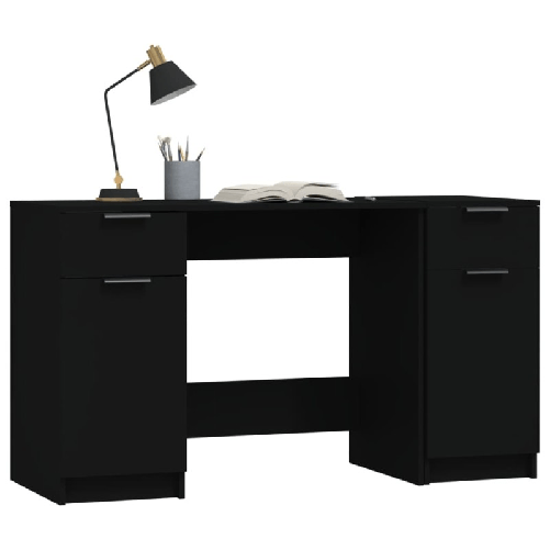 vidaXL Scrivania con Mobile Laterale Nero in Legno Multistrato