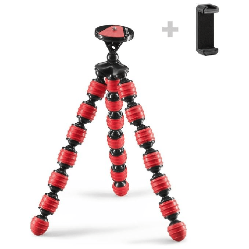 Cullmann-Alpha-380-mobil-treppiede-Smartphone-fotocamera-di-azione-3-gamba-gambe-Nero-Rosso